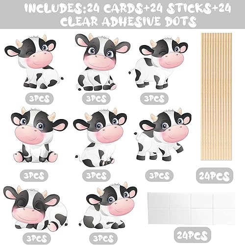 Miniatura 5 de Centros de mesa de fiesta de vaca, decoración de 24 piezas con temática de vaca, decoración de centros de mesa de baby shower, suministros de fiesta