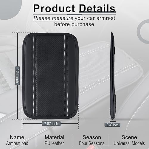 Miniatura 5 de Amiss Almohadilla para consola central de automóvil, funda universal impermeable para caja de asiento de reposabrazos de automóvil, protector de