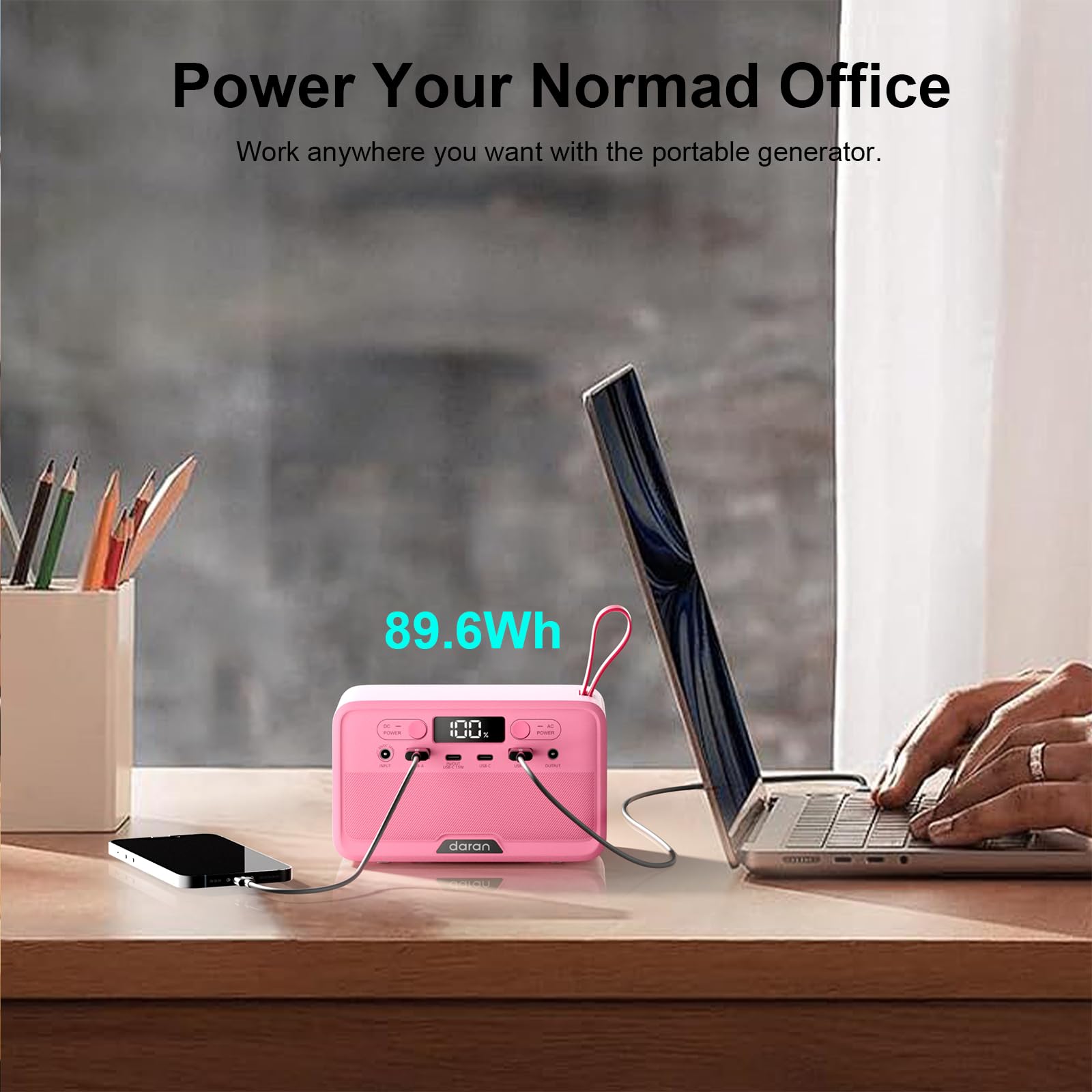 Station d’alimentation portable 896 Wh batterie LiFePO4 100W(200W pic) Power solaire, chargeur portabl petit générateur avec prises AC et chargement PD pour maison/ordinateur portable/camping.Rose