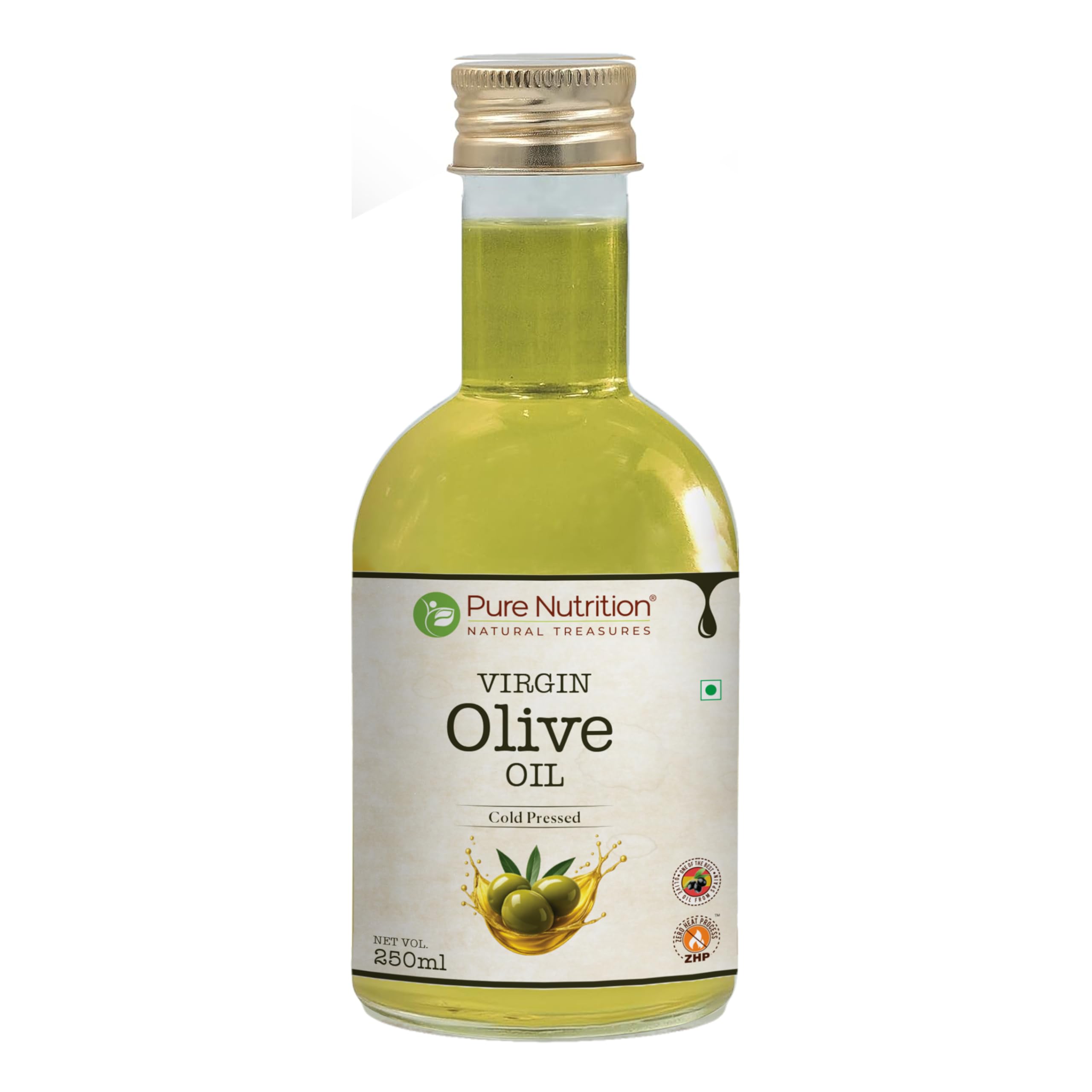 Pure Nutrition Raw Cold Pressed Virgin Olive Oil | 100% Pure & Edible | 250ml | Ideal for Dressing & Garnishing, Drizzling on Salads & Sauteed Vegetables | Good for Skin & Hair - Pet Bottle