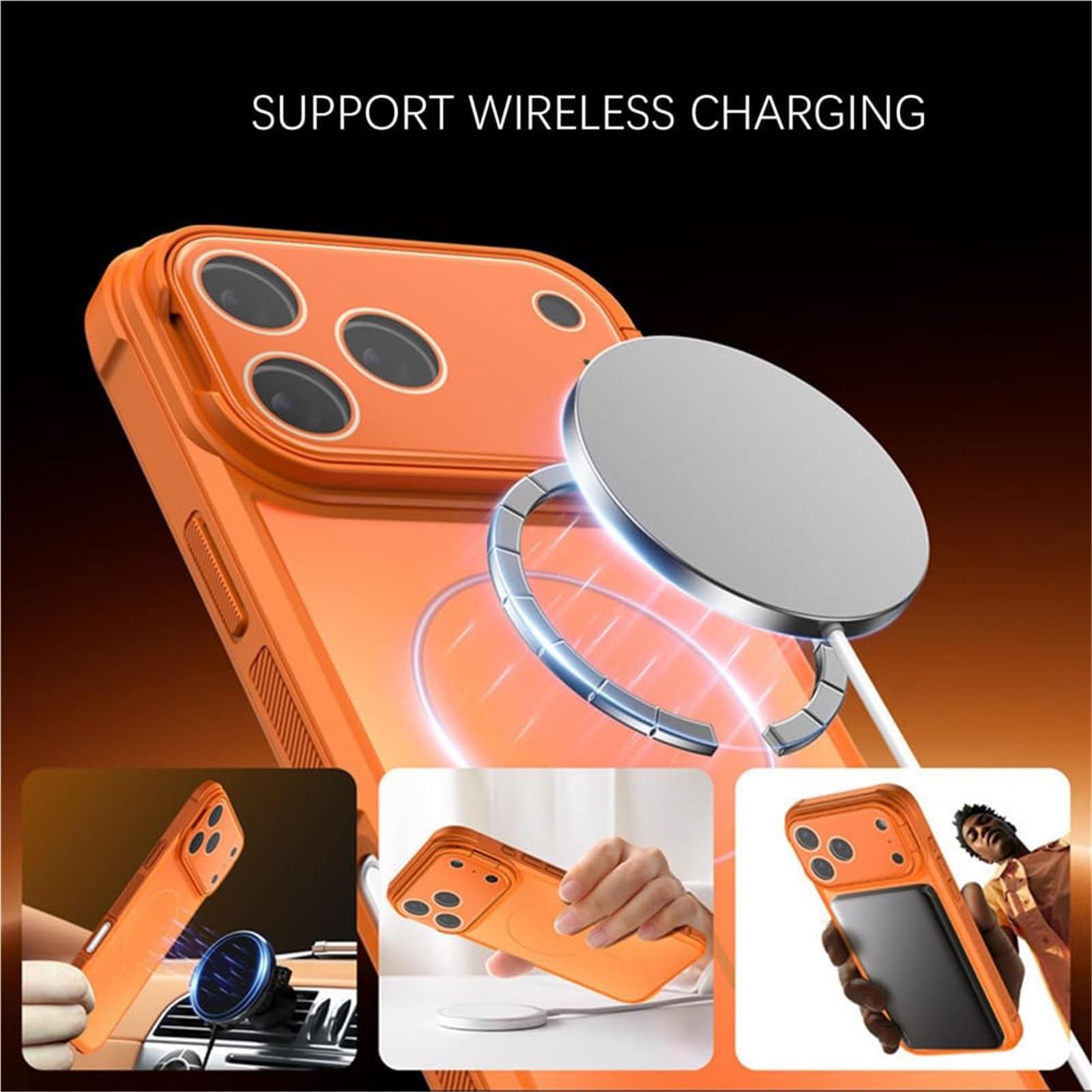 Genérico Etui na iPhone 17 Pro Max/17 Pro/17 Air/17, Magnetyczny Guscio z bezprzewodowym ładowaniem Kamera Ochronna Obudowa (Niebieski, 17 Pro)