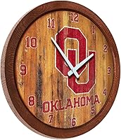 Vista 465 de The Fan-Brand NCAA Oklahoma Sooners: Faux Barrel Top Wall Clock Sports Team Bar Sign Décor - Home Man Cave, Party Decoration - Made On Demand