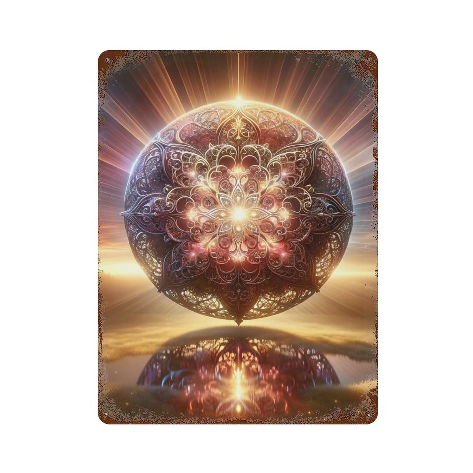 Retro Metal Sign with Shining Sphere of Serenity Design 15.7"x11.8", for Bistro, Counter And Cafe Decor, Shabby Chic Decor