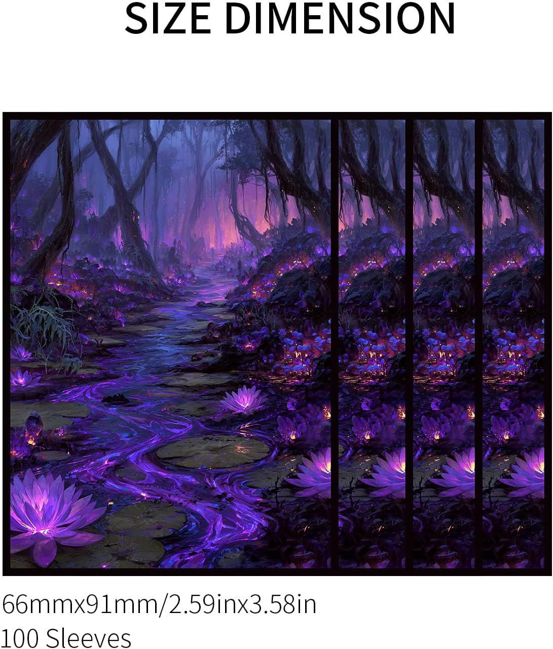 Card Sleeves for (MTG) - 100 Full Art Panoramic Lands,MTG lorwyn Premium Matte, 5 Color Landscape Art (Black)