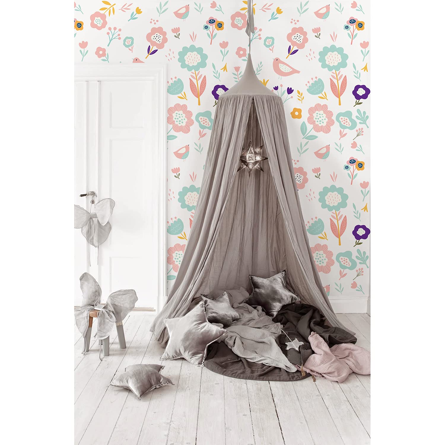 Stickers muraux fleurs de moineaux pour une décoration de chambre et cuisine bucolique
