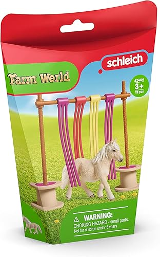 Miniatura 2 de Schleich Farm World, juguete de caballo para niñas y niños, juego de obstáculos de cortina de poni con figura de caballo, juego de 11 piezas, a