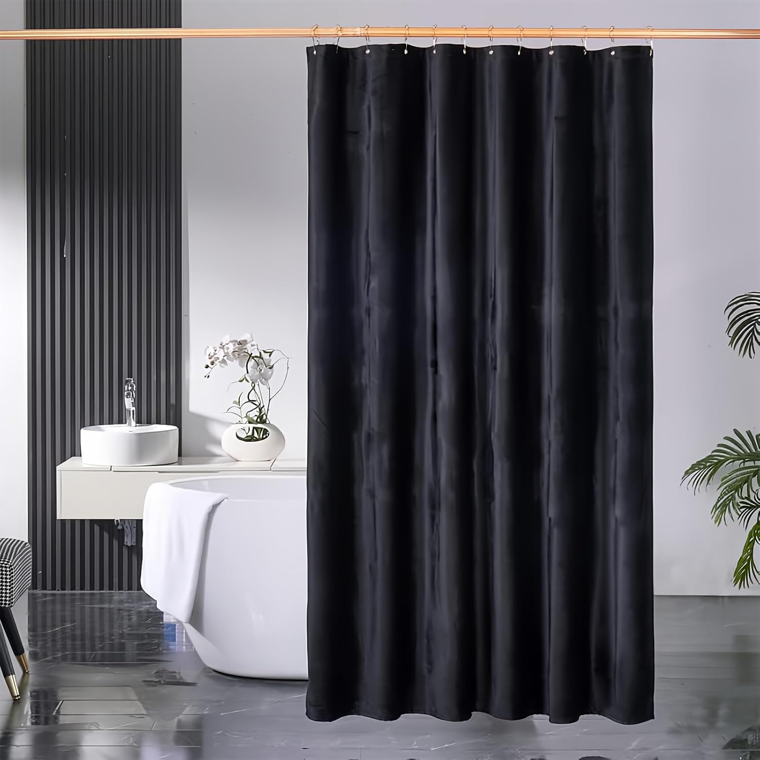 Shower Curtain Black Velvet Fabric 260 GSM Heavy Duty