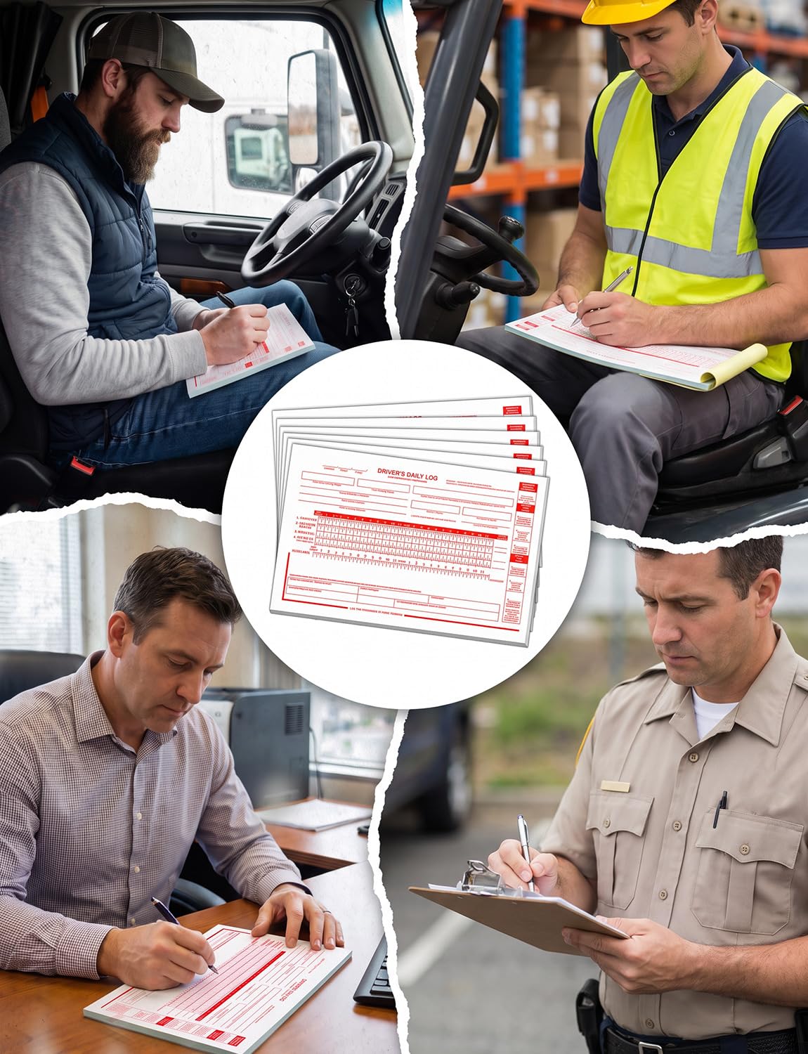 Lot de 12 carnets de bord journaliers 2026 pour conducteurs de camion, carnet de bord à pois autocopiant à 2 plis pour camionneurs, 31 ensembles de formulaires par livre, 21,6 x 14 cm