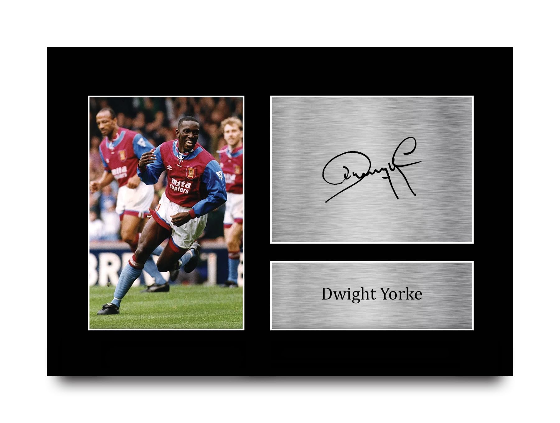 HWC Trading Dwight Yorke Aston Villa Gifts Printed Signed Autograph Picture for Football Fans and Supporters - A4