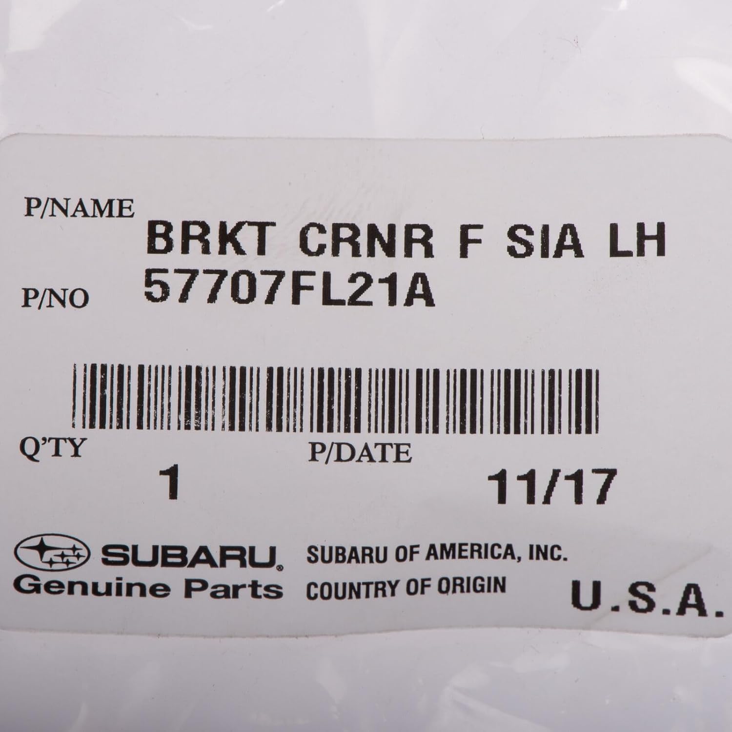 Subaru Front Left Drivers Side Bumper Corner Bracket for 2017-2023 Impreza 57707FL21A Genuine Oem