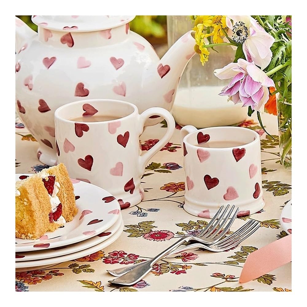 Tasse, Rosa herzförmige Kaffeetasse Emale Schlafsaal Trinkbecher Büro Frühstück Joghurt Becher Haushalt Milch Saft Tasse, für Mama, Papa, Oma, Ehefrau(L)