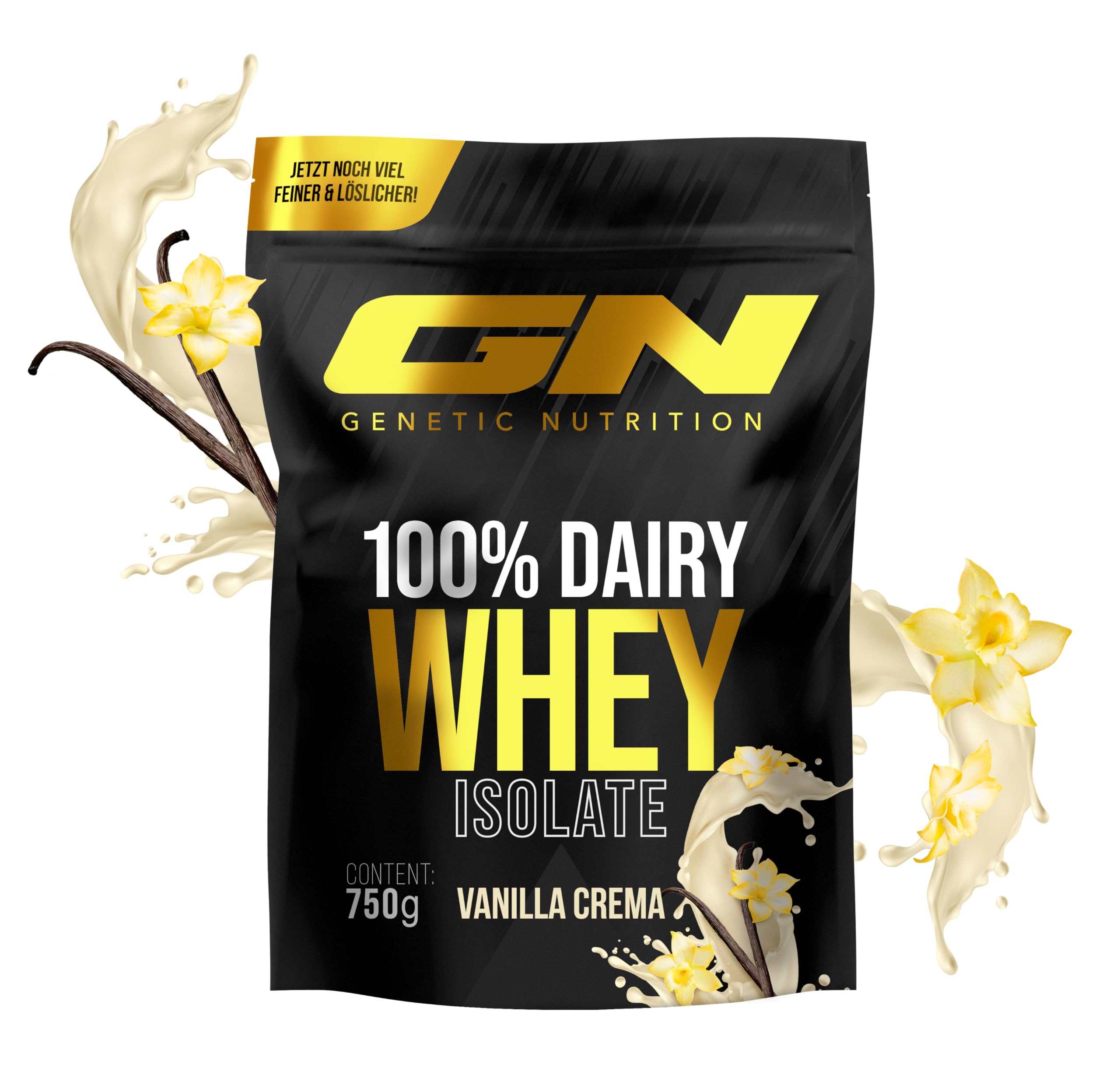 GN Whey Isolate – Vanilla Crema – Laktosefreies Premium-Isolat, 90% Eiweiß – Für Muskelaufbau & Regeneration – Low Carb & Glutenfrei – 750g