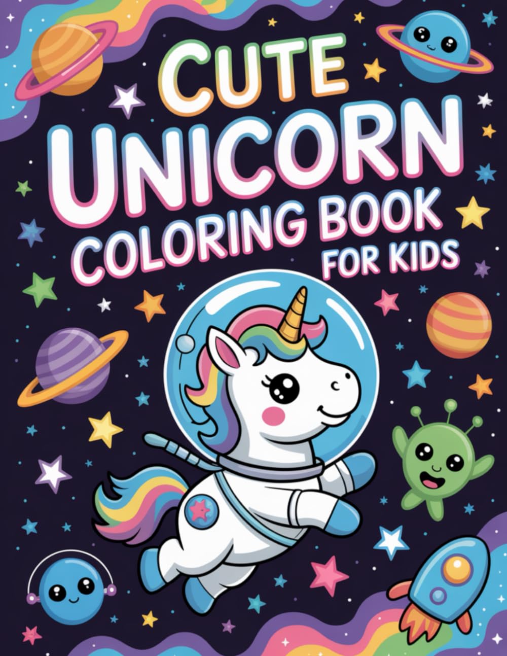 Cute Unicorn Coloring Book for Kids: Bold & Easy Unicorn Coloring Pages for Fun, Relaxing and Stress-Free Creativity