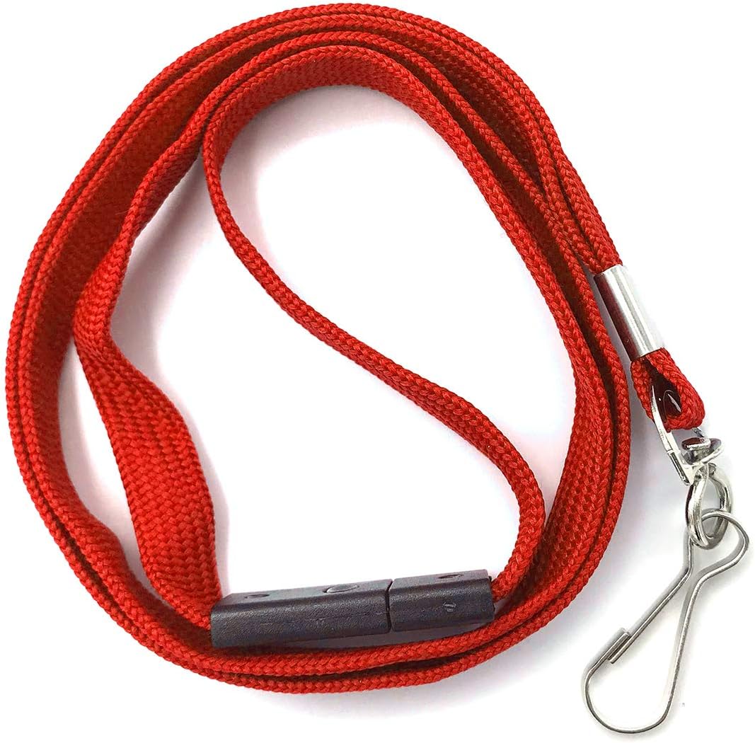 Lanyards Safety Red Lanyards Neck Flat Premium Breakaway Badge Lanyard with J-Hook for ID Nametag Badge Holder (Red, 50 PCS) - Image 5