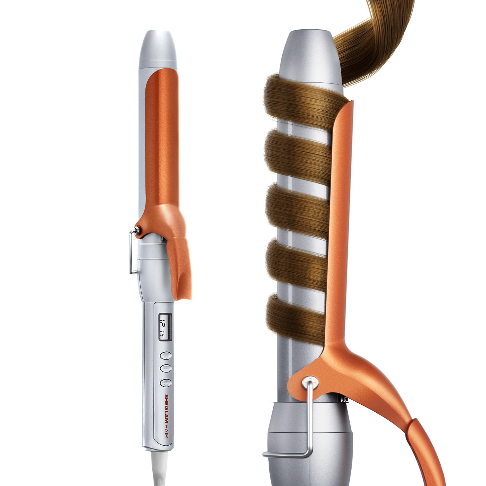 SHEGLAM Clipped Curling Iron with Extra Long Tourmaline Ceramic Barrel-32 32 mm