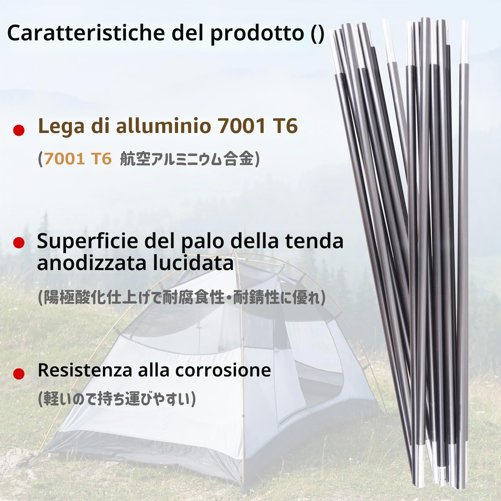 Azarxis Pali per Tenda Stecche Tenda Campeggio Pali Alluminio Paletti per Tende Pali Ricambio per Tenda Campeggio Spiaggia Montagna