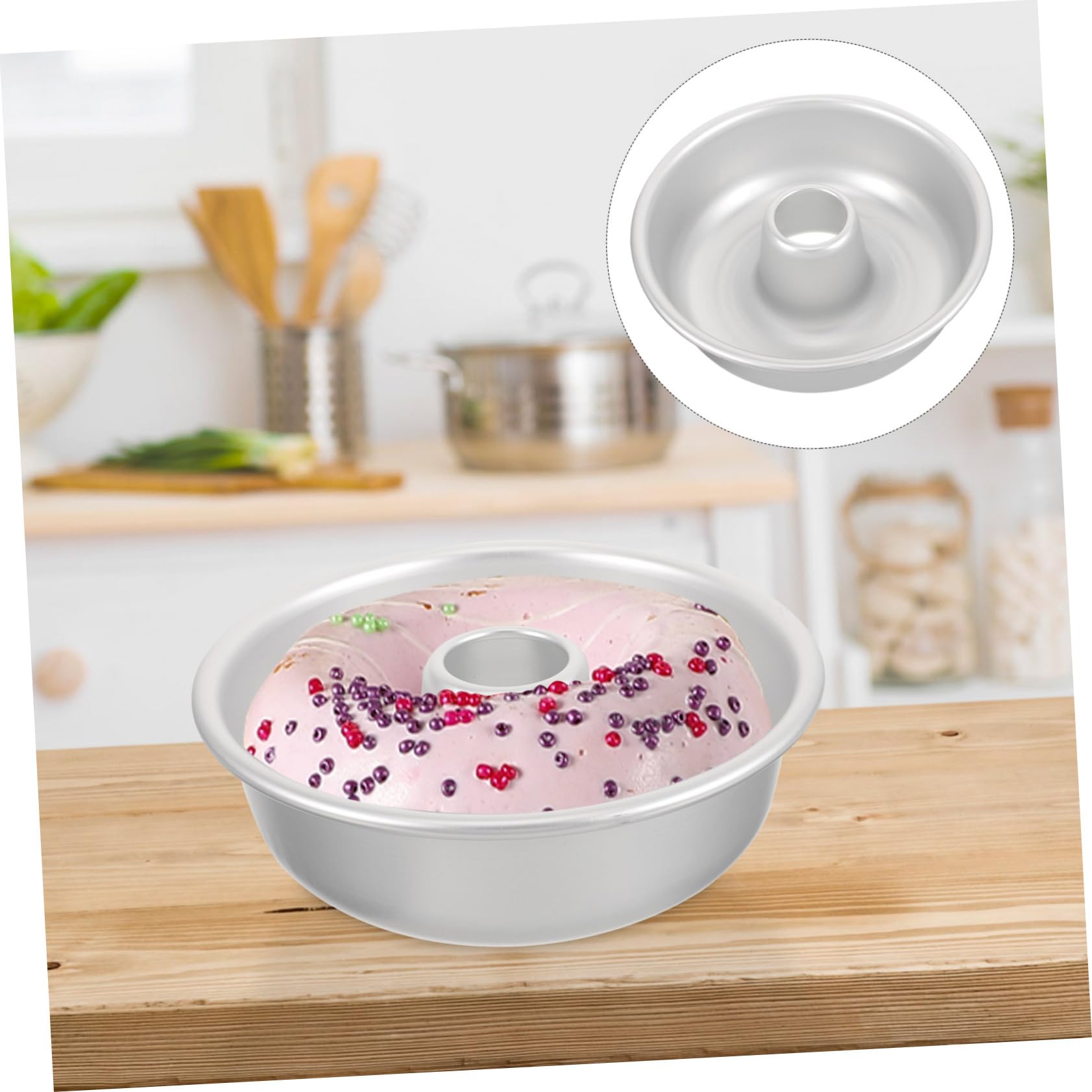 Moule à Gâteau en Alliage D'aluminium Non Adhésif pour Donuts Creux, Résistant Four, pour Pâtisserie Maison et Boulangerie Argenté
