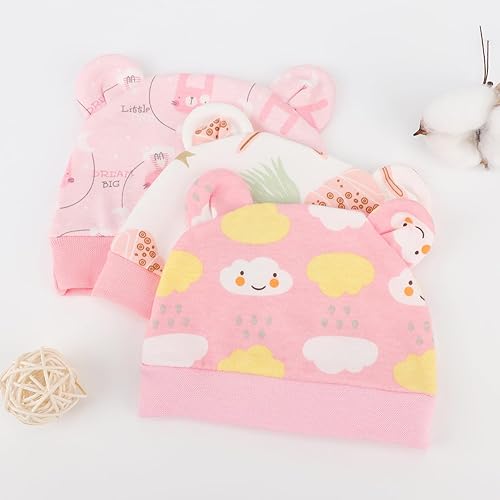 Miniatura 4 de DRESHOW BQUBO - Paquete de 3 mantas para bebés prematuros con orejas de oso y sombrero para bebés niños y niñas, prematuros para bebés prematuros de