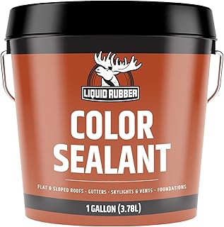 Liquid Rubber Color Waterproof Sealant - Elastomeric Roofing Coating for Flat or Slope Roofs & Foundations - DIY Paint & Leak Repair Membrane Compatible with Metal & Concrete - Beige, 1 Gallon