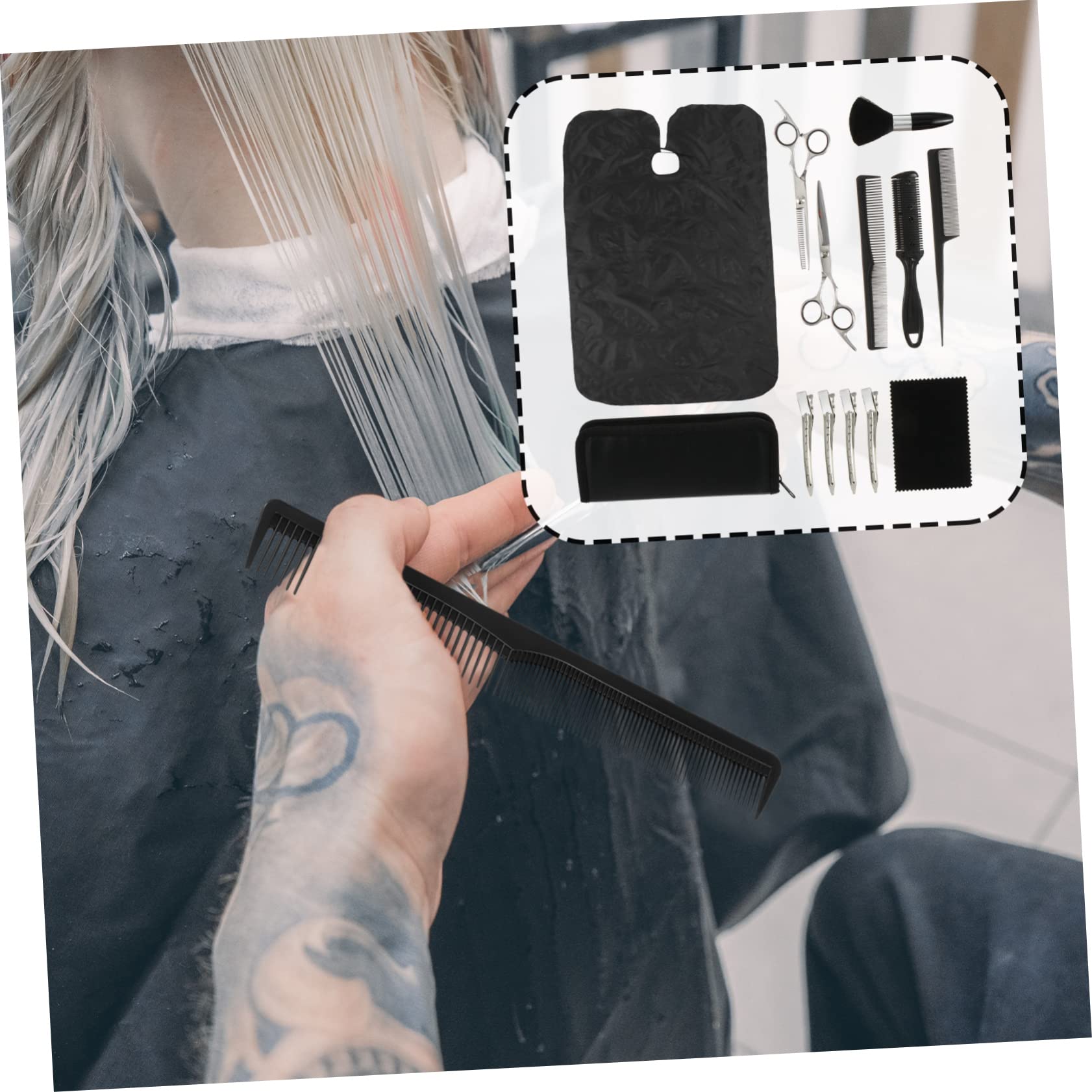 DOITOOL Ciseaux de Coiffure avec Peigne Plat pour Cheveux Clairsemés Matériel de Coiffure pour Salon et Débutants