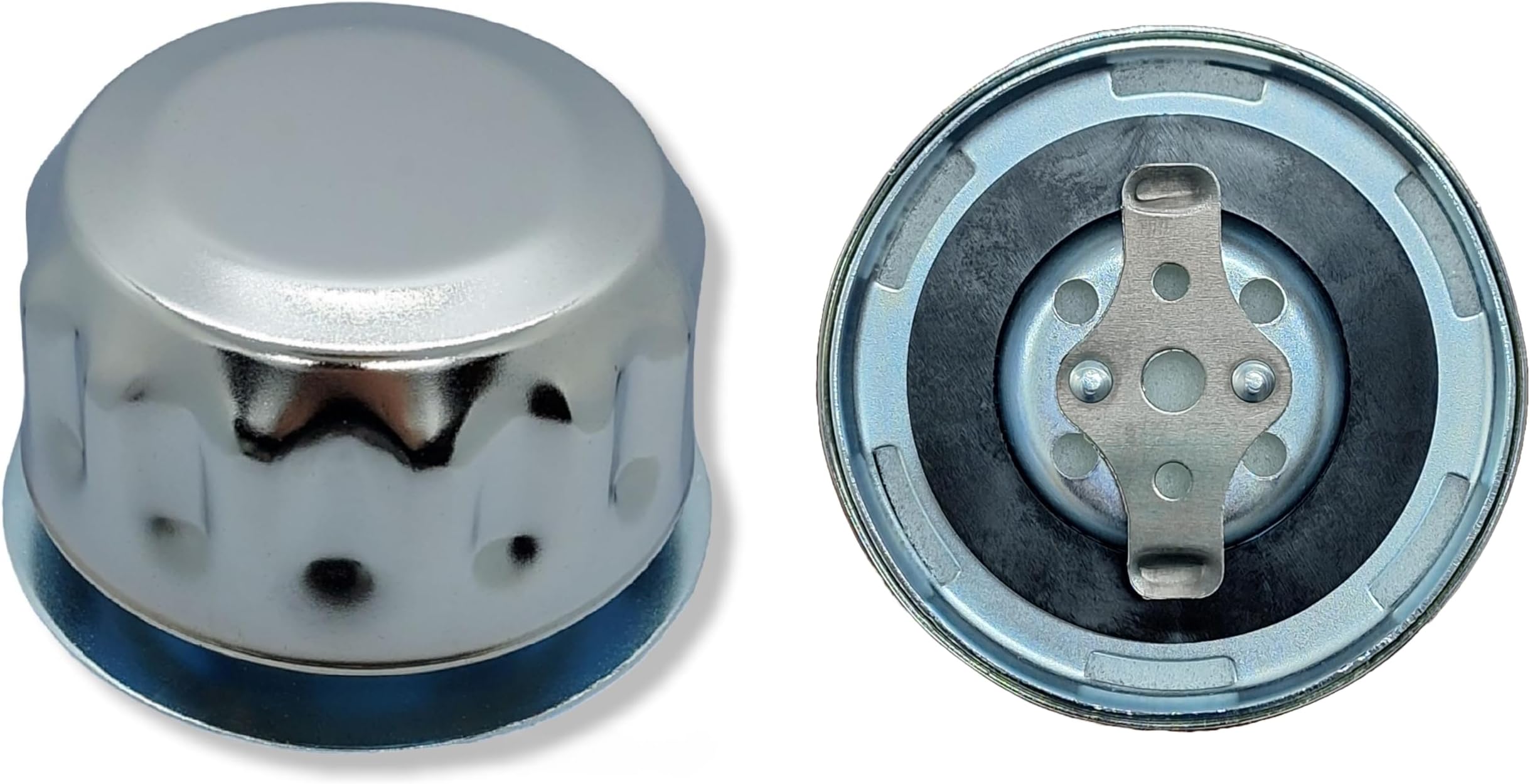 Hydraulic Tank Breather Cap for Oil & Fuel Reservoir – Metal Filler Vent Cap (with Flange, Bayonet Lock, Chrome Plated, Tearproof Gasket)