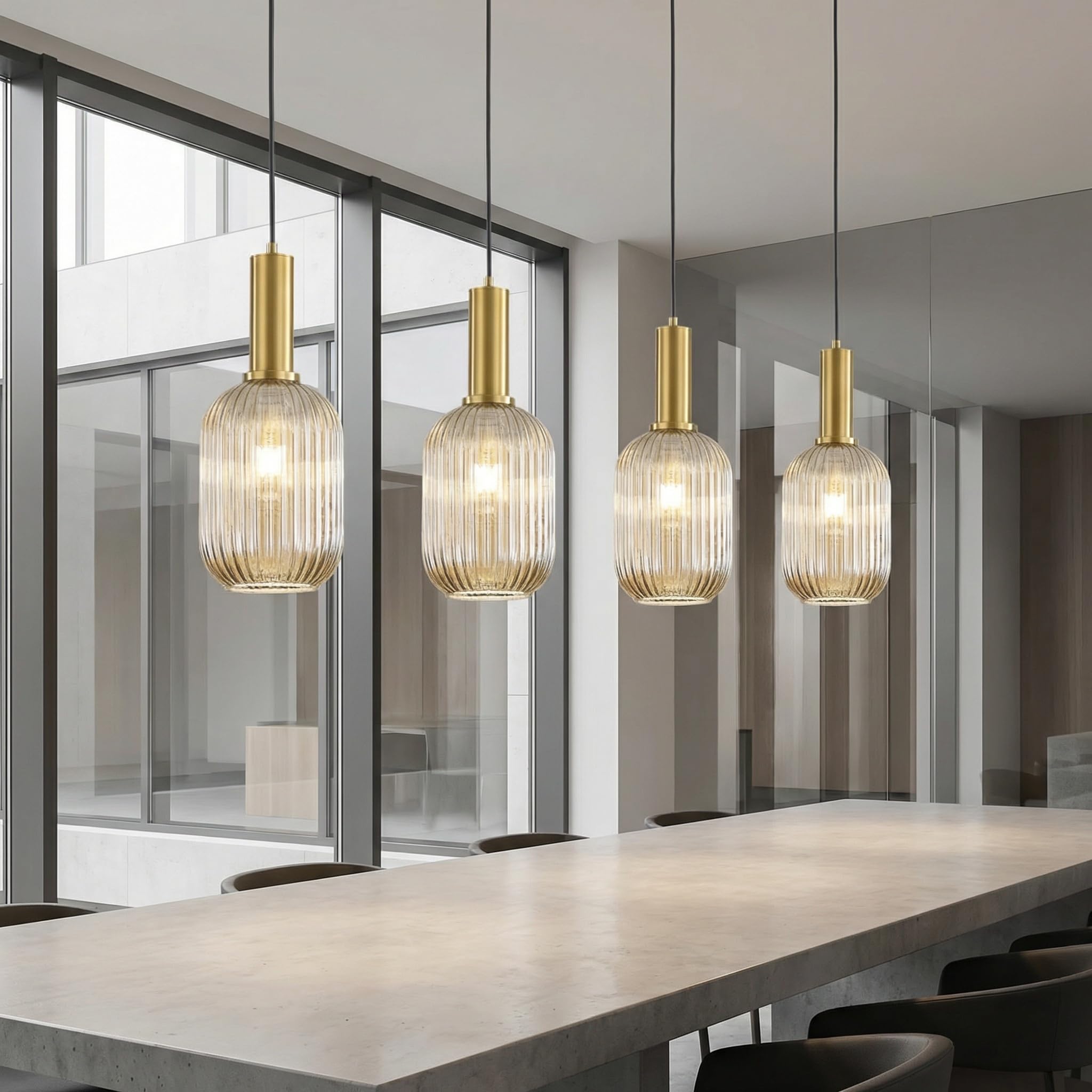 Suspension Luminaire en Verre,Finition en Laiton Doré, Vintage Lustre Suspendu Intérieur, Lampe Suspendue pour Salle à Manger Cuisine Salon Chambre & Cuisine (Ambré, 13CM)