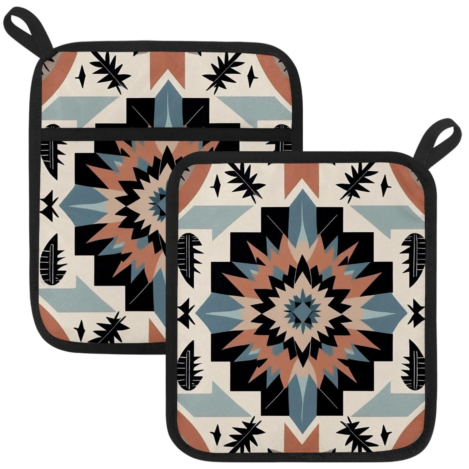 VAPOKF Boho Pot Holder, Heat Resistant Oven Cloths, Potholders & Oven Gloves, for Kitchen Cooking & Baking, Thick & Safe, Protection of Hands From Hot Utensils