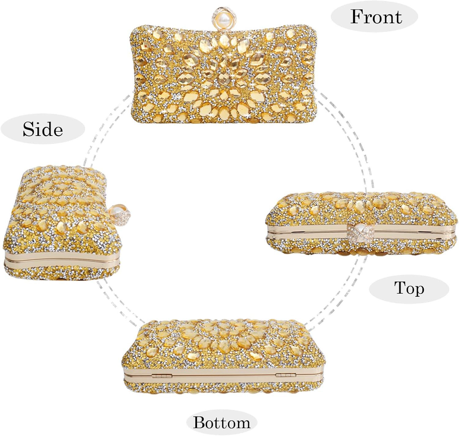Sparkly Women's Evening Clutch Purses Rhinestone Bag Luxury Handbags For Weddings Formal Prom Party - Image 7