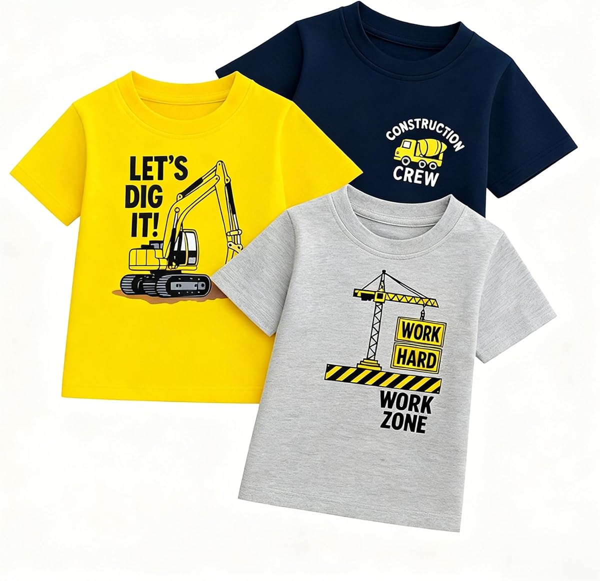 Boys T Shirts 3 Pack Toddler Boys Graphic Tee Shirts Cotton Short Sleeve Crewneck Tops for Little Boys Age 2-7