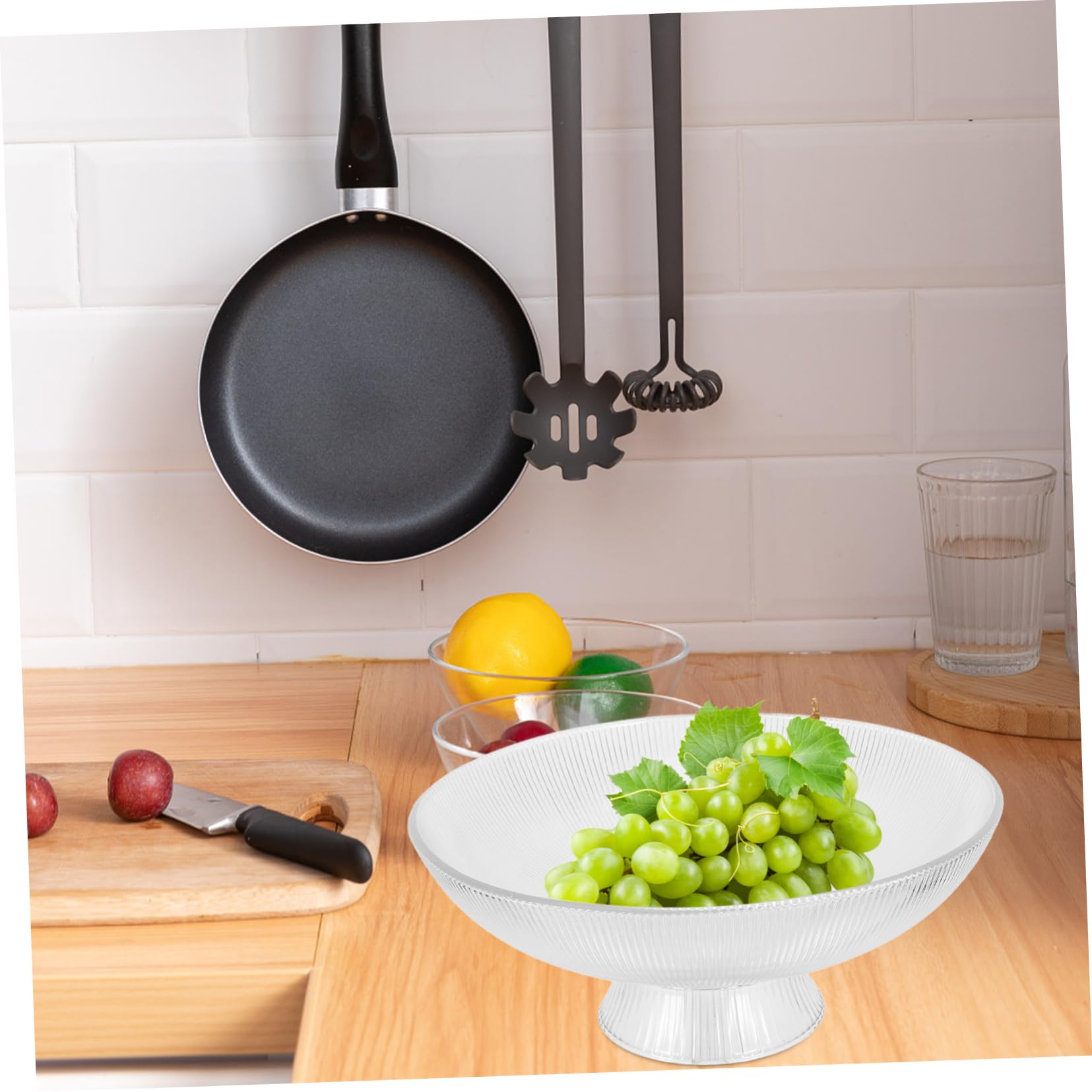 Dekorative Glas Obstschüssel mit Fuß, Große Servierschale