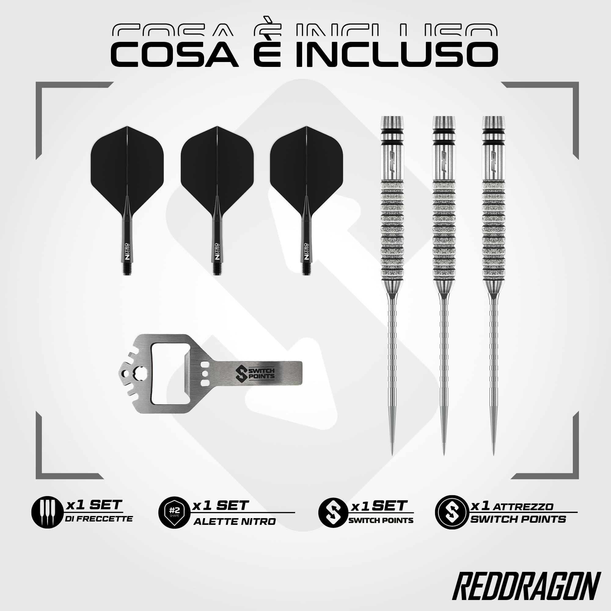 RED DRAGON Gian Van Veen Tour Edition Series - Freccette professionali in acciaio da 21 g, set di freccette professionali al 90% in tungsteno, con alette e steli