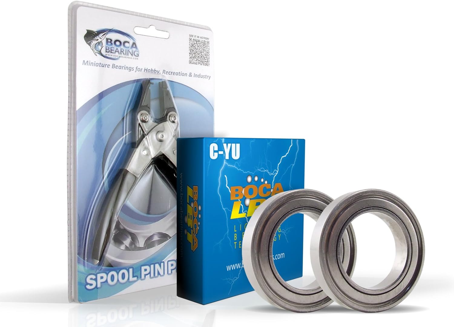 BOCA BEARING - Compatible/Replacement for Abu Garcia Black Max 2 Baitcaster YZ Bearing Upgrade Kit & Spool Pin Pliers Combo FR093C-YZZ-COMBO-002