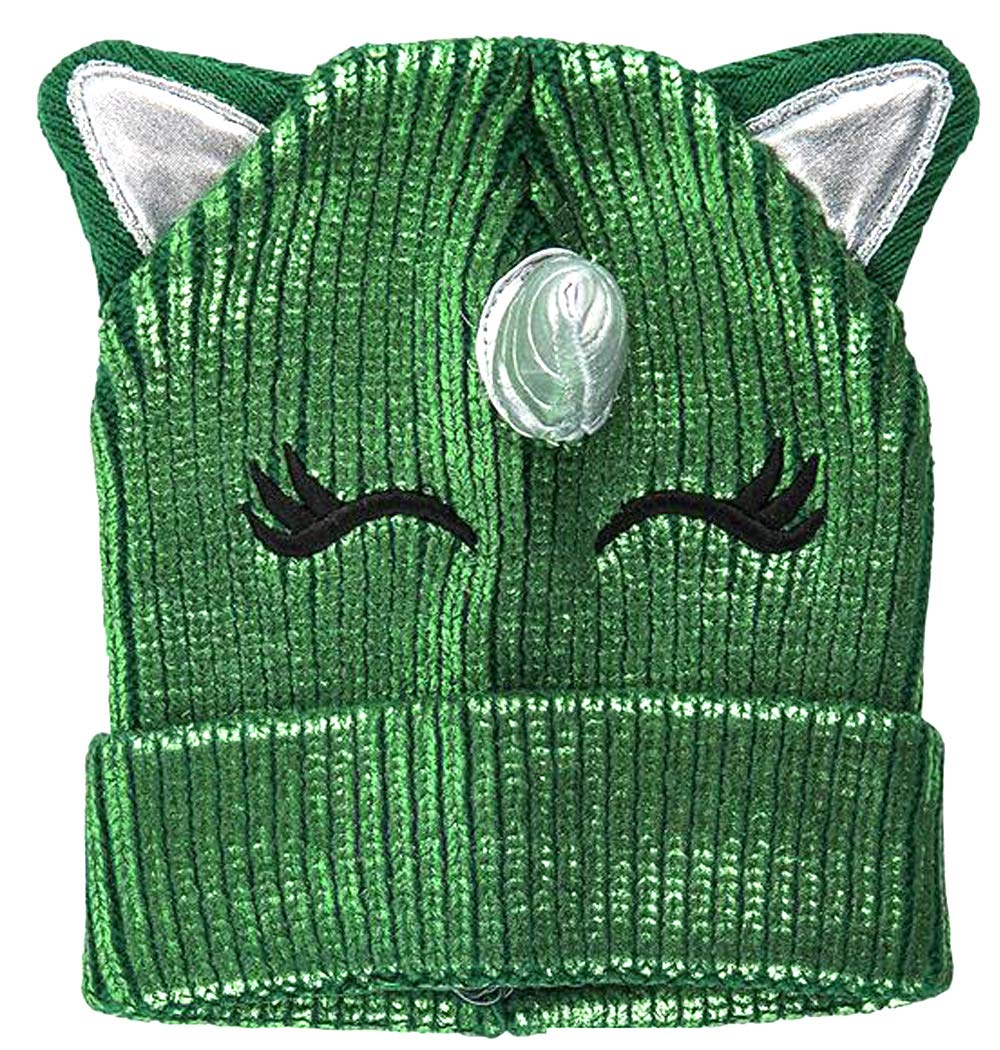 St. Patricks Day Unicorn Knit Beanie Hat Cap Horn Magical Irish Drinking Green