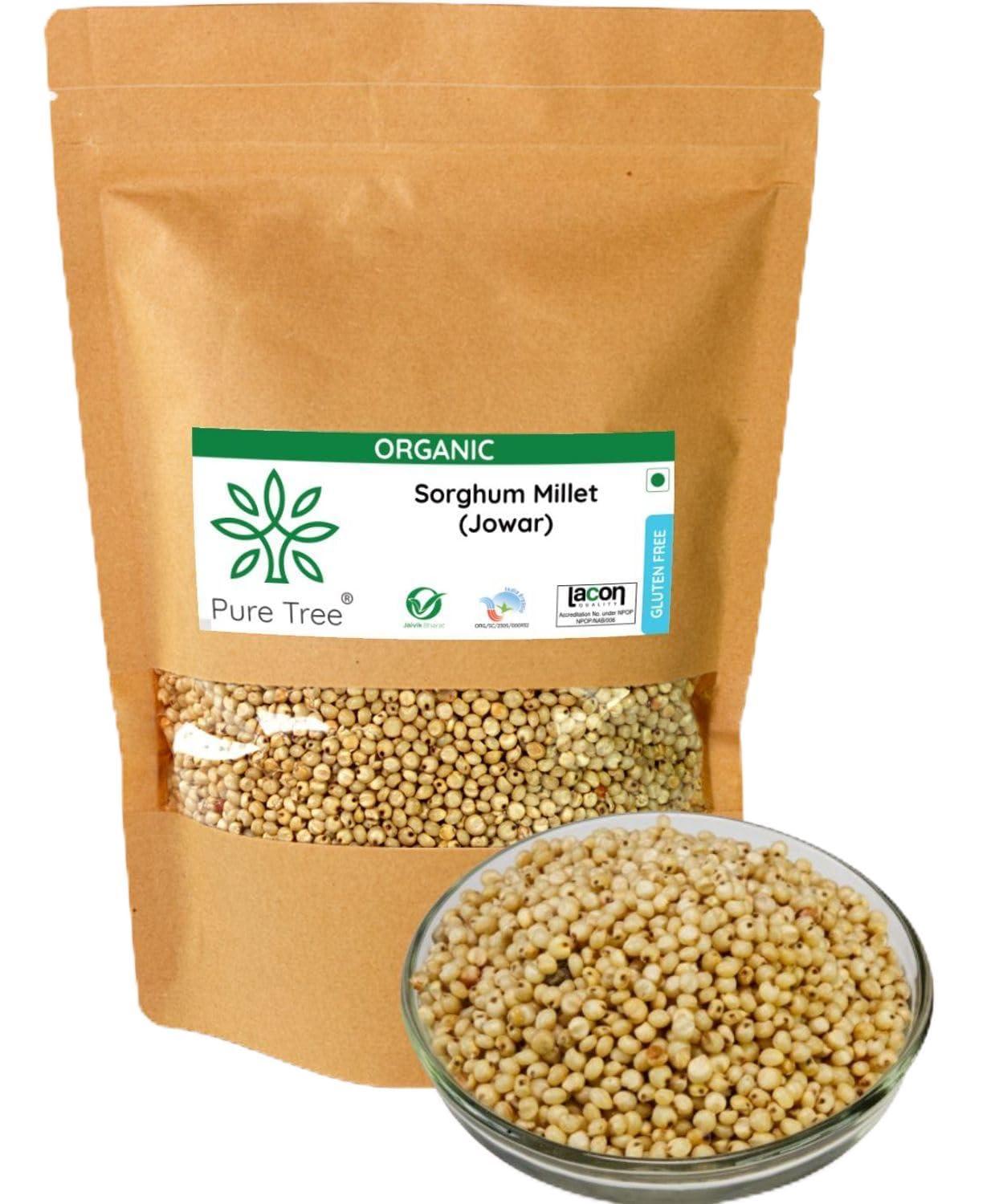 Pure Tree Certified Organic Jowar Millet | 900 grams | Sorghum Millet | Jawari Whole Grain | Jowar Organic Unpolished Millet Jonnalu | Gluten-Free Organic Millet (B09RV44ZPC) Amazon Price History, Amazon Price Tracker