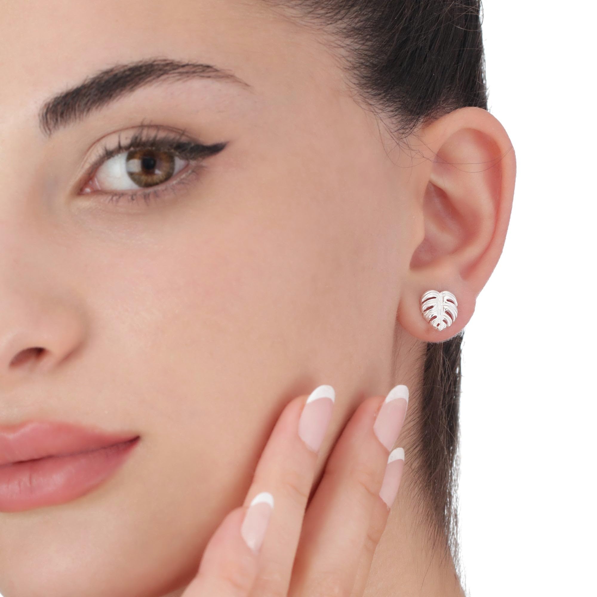 Madamlili 925 Sterling Silber Monstera Ohrstecker | Natürliche Blätter Ohrringe | Tropisch & Handgefertigt | Hypoallergen & Nickelfrei | Perfektes Geschenk für Natur-Liebhaberinnen