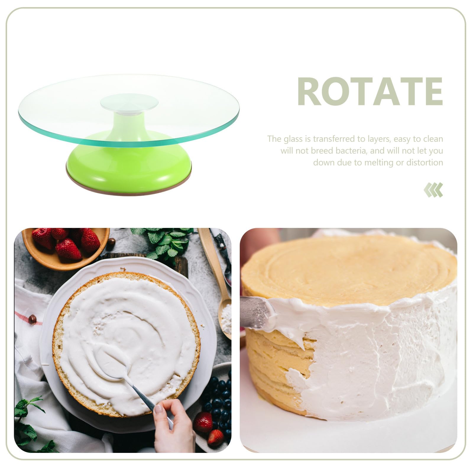 Plateau Tournant de Décoration de Gâteaux 12 Pouces en Verre | Base en Silicone, Structure Ferme, Nettoyage Facile, Pâtisserie