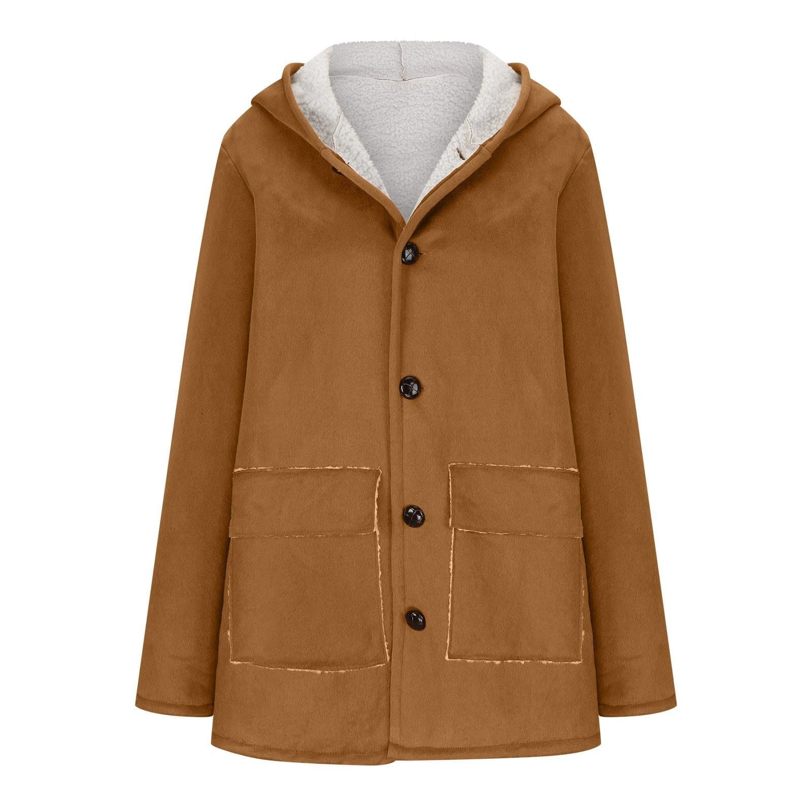 Chaqueta de cuero para mujer, chaqueta de invierno forrada larga y elegante, chaqueta de peluche cálida, forro de peluche, gabardina con bolsillos, chaqueta de forro polar gruesa para mujer, abrigo de