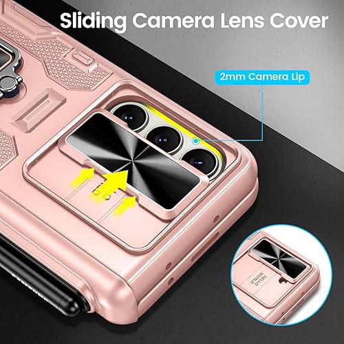Miniatura 5 de VEGO Funda para Samsung Galaxy Z Fold 5 con soporte, soporte magnético con anillo, soporte para bolígrafo S, protección de bisagra, cubierta de