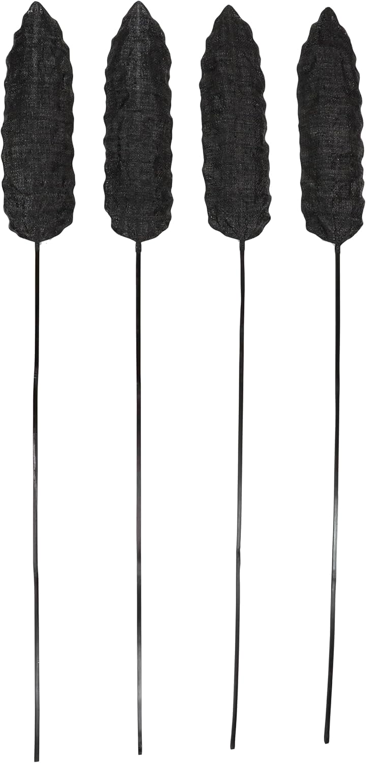 Deco 79 Bamboo Wood Bamboo Tall Slim Woven Leaf Stick Natural Foliage, Set of 4 7"W, 78"H, Black