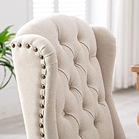 Vista 9 de DUOMAY Modern Tufted Dining Chairs Set of 2, Linen Upholstered Dining Room Chairs Armless Guest Side Chair for Kitchen Dining Room, Wingback Accent