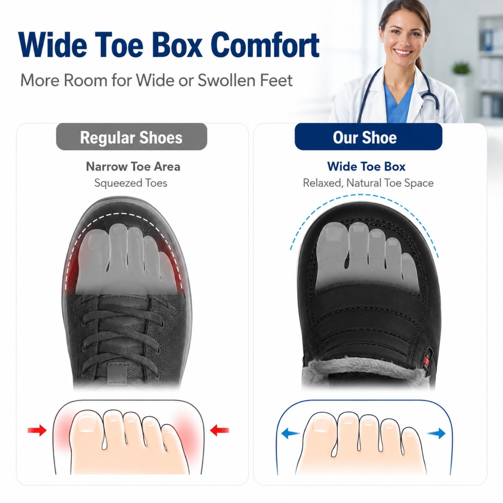 Generisch Shoes for Swollen Feet Women's Winter Thermal