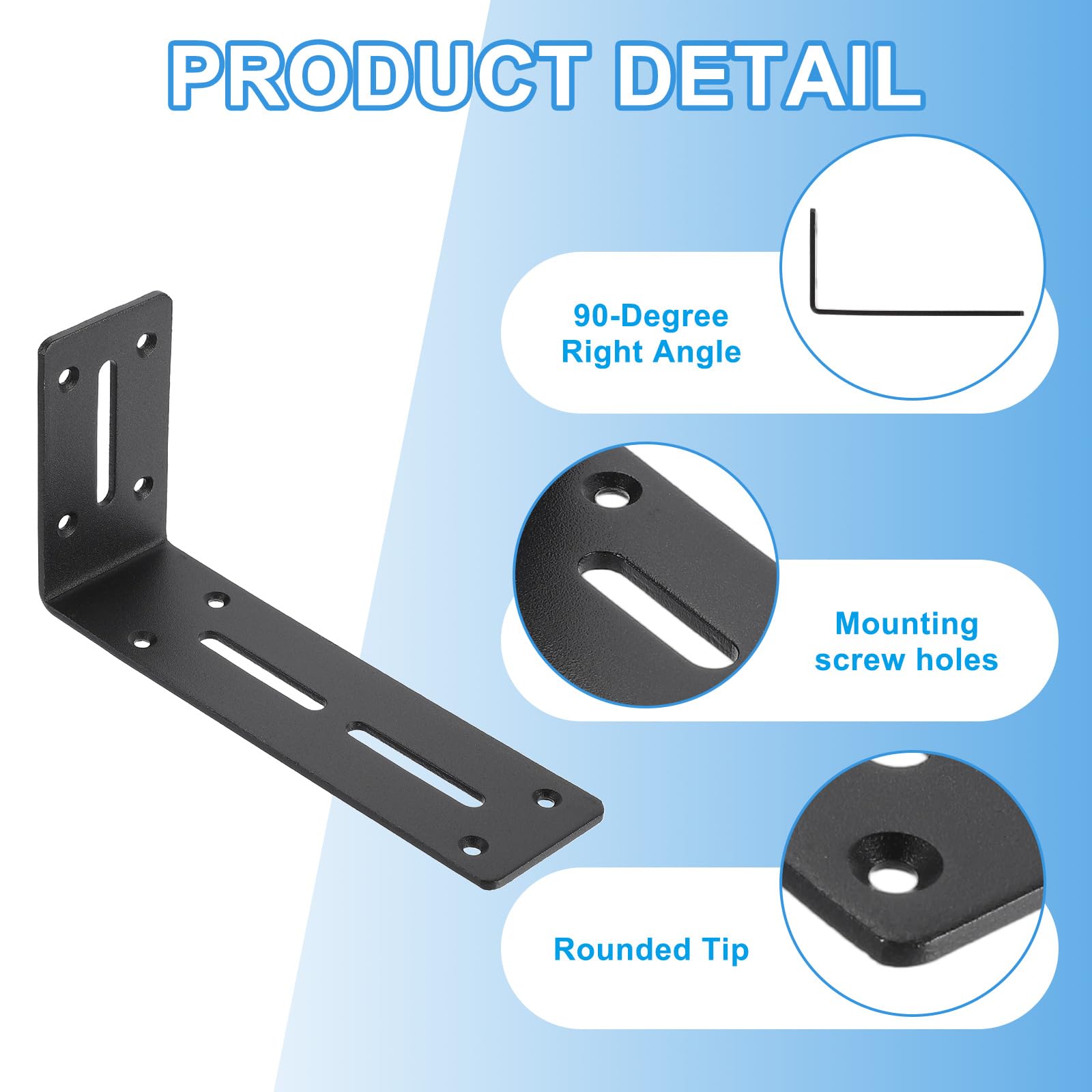 PATIKIL 4 Pezzi Staffe A L Per Legno 180mm x 90mm Staffe Angolari A Forma Di L 90 Gradi Rinforzi D'Angolo Acciaio Laminato A Freddo Supporti Angolo Retto Con Viti Per Scaffalature In.
