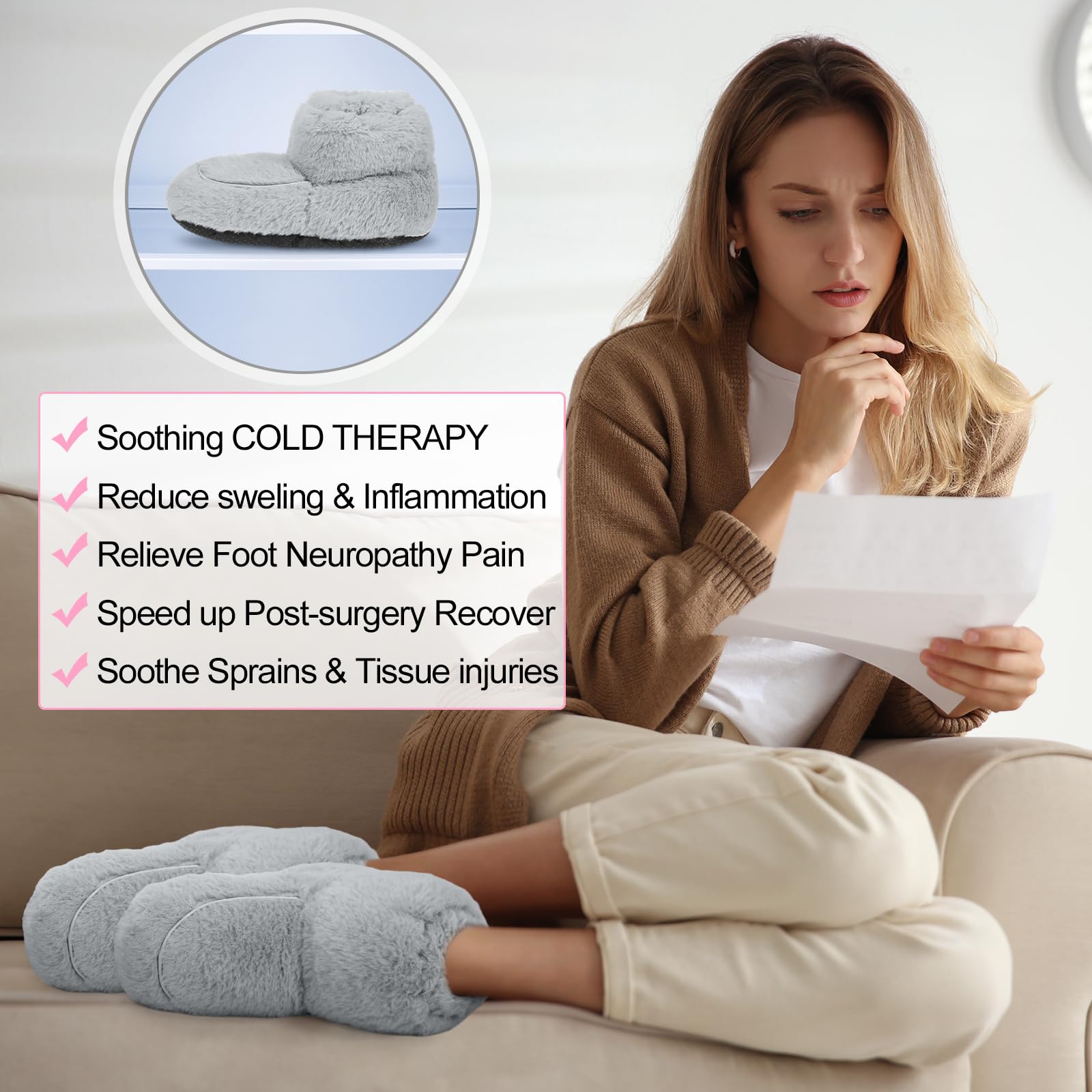 Cozypower Mikrowellengeeignete Hausschuhe für Damen und Herren, beheizbare Stiefeletten, wärmende Hausschuhe, beheizbare Wellness-Stiefel mit feuchter Wärmetherapie, bequeme Füße, warm für