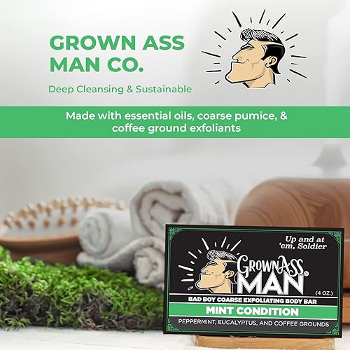 Miniatura 6 de Grown Ass Man Co. Barras corporales (condición de menta (exfoliante grueso), paquete de 6