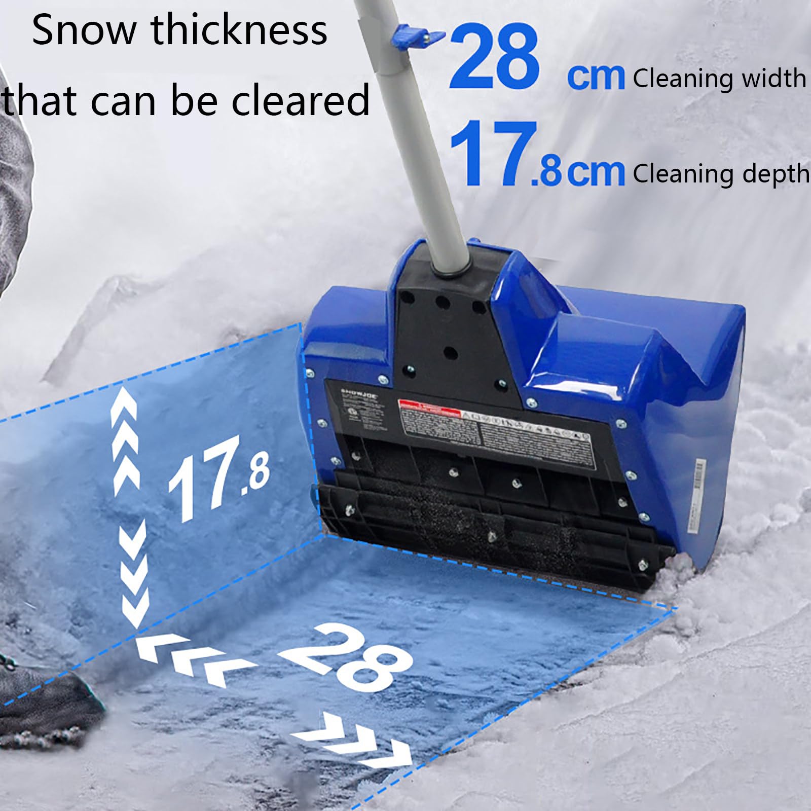 Pala da Neve elettrica Senza Fili, Larghezza 28 cm, spazzaneve a Batteria, con 2 batterie e caricabatteria rapido