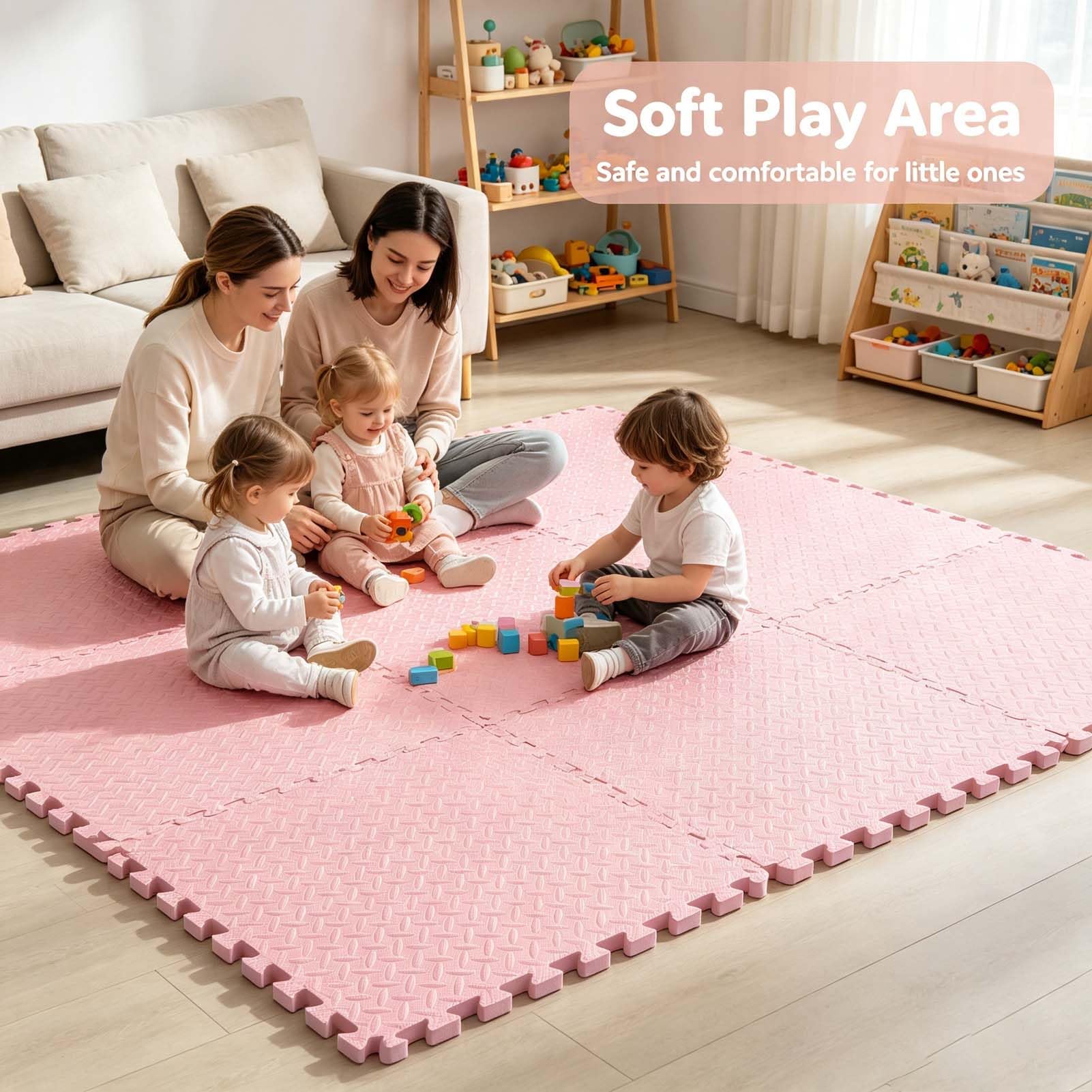 Tappeto Pavimento Puzzle Eva 4 Pezzi, Materassino Schiuma Fitness Sport Yoga Ginnastica, Tappetino Tatami Ad Incastro, Supporto Confortevole per Esercizi