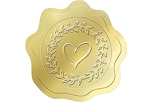 PigPotParty 100 PCS Wedding Invitations Embossed Seal-Like Envelope Seal Heart Foil Stickers