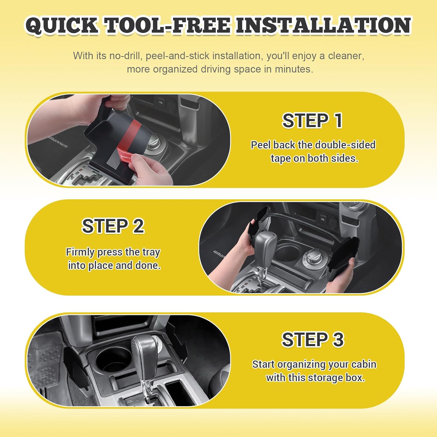 Gear Shift Organizer Compatible with Toyota 4Runner 2010-2024 Accessories - Custom Fit ABS Center Console Side Tray Shifter Side Storage Box, Extra Storage for 5th Gen 4Runner Interior