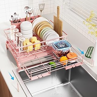 Dish Drying Rack - Expandable Rack, Large Capacity Dish Drainer for Kitc...