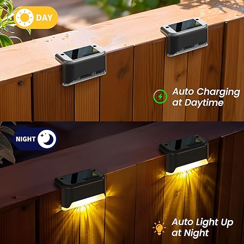 Miniatura 3 de APONUO Paquete de 16 luces solares para terraza, luces solares para exteriores, impermeables, para escalones exteriores, vallas, patio trasero